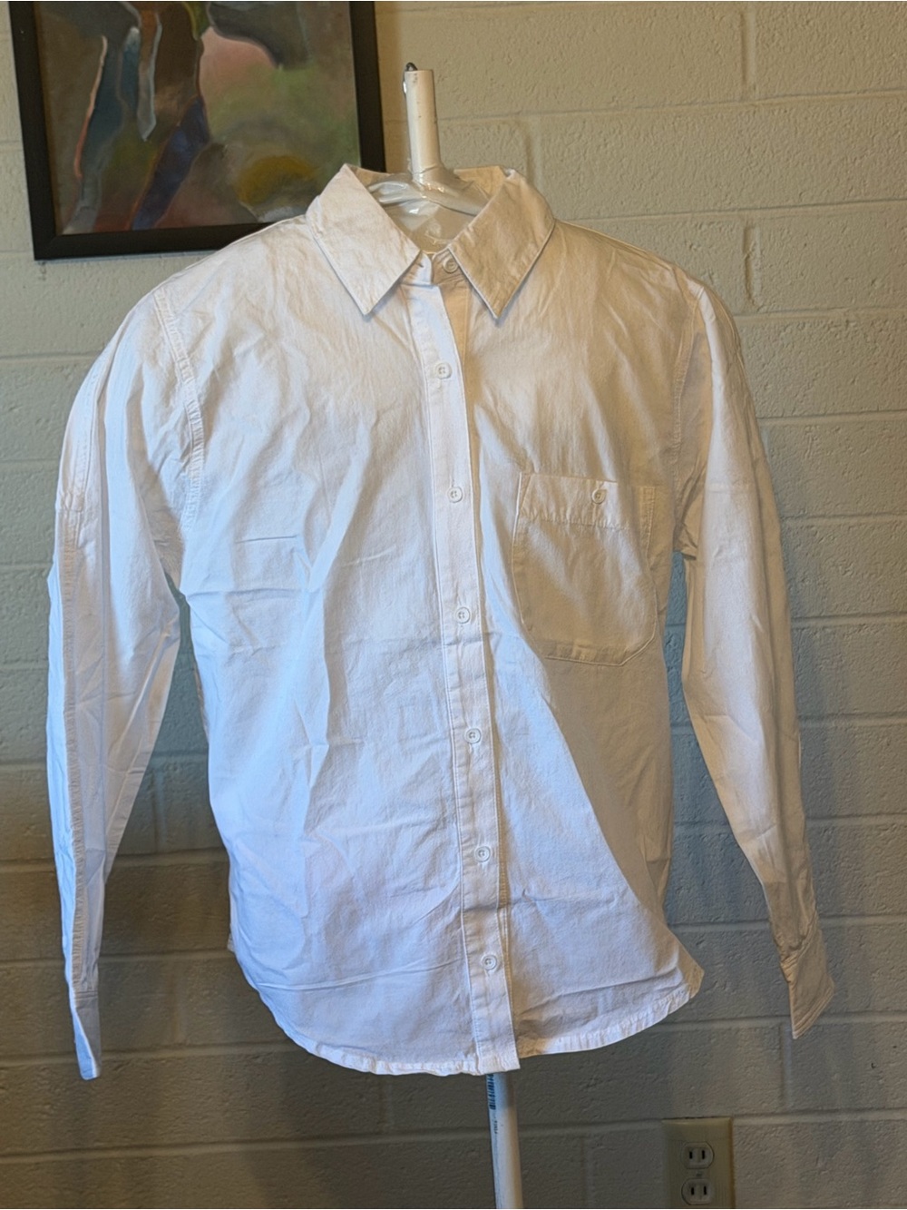 RSQ White Long-Sleeve Button-Up Dress Shirt